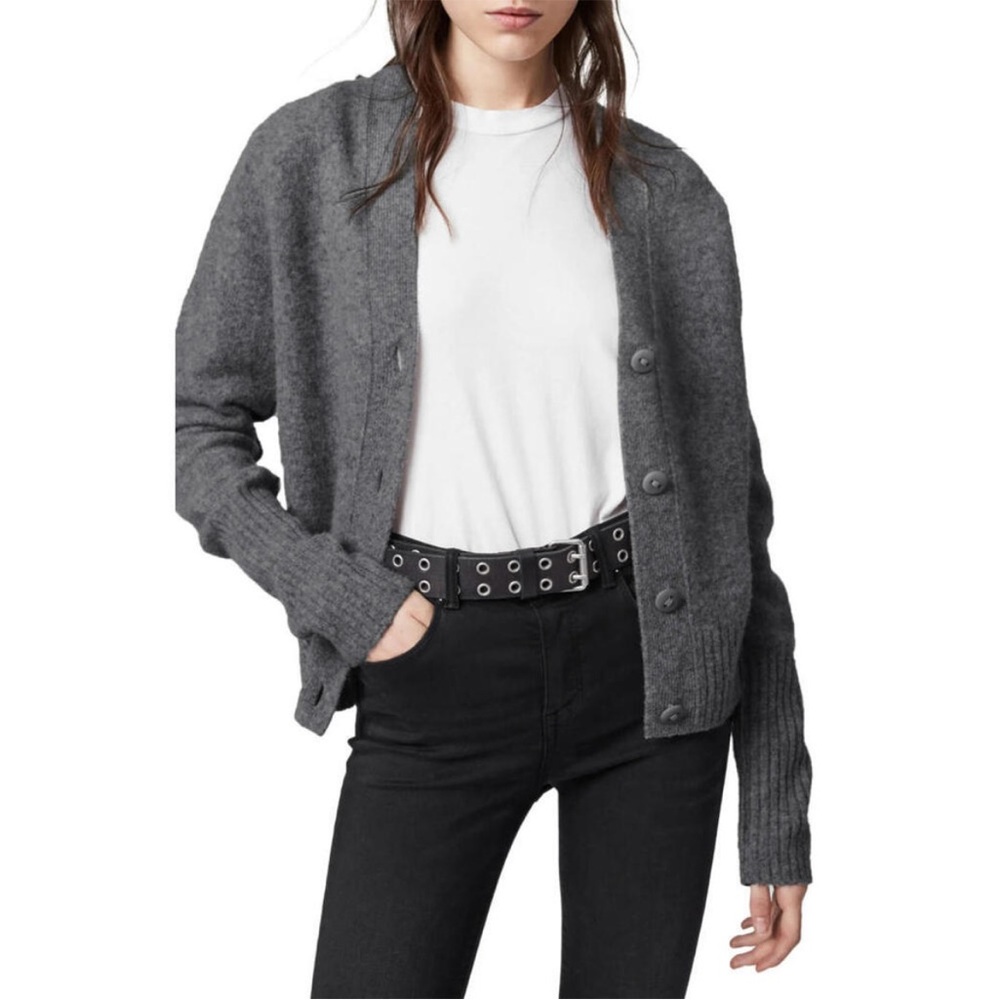 AllSaints Rufa Knit Cardigan Size in Gray SIze S #S7927 perfect condition